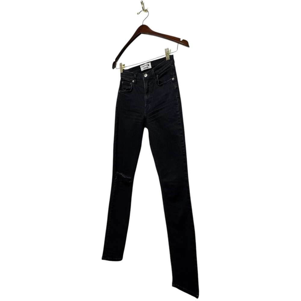 REFORMATION High & Skinny Jean Faded Black Destroyed 23 - Picture 5 of 9